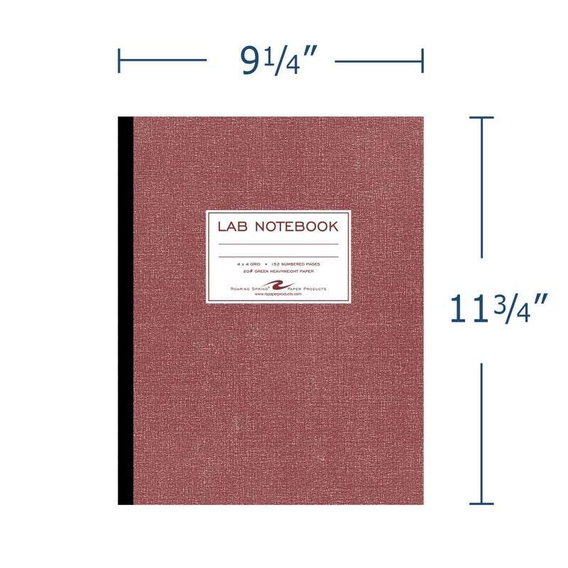 Roaring Spring Oversize Lab Book with Numbered Pages, 4x4 Grid Ruled, 11.75" x 9.25", 76 Sheets/152 Numbered Pages of premium 20 lb Green Paper, Red Board Cover - Image 2